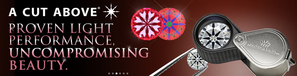 Promotional banner for Whiteflash's A CUT ABOVE® diamonds featuring the tagline 
